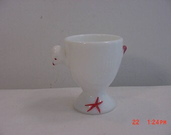 Vintage White Milk Glass Chicken / Chick Egg Cup 17 - 700