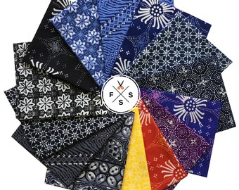 Andover Java Garden Batiks Fat Quarters 14 FQs Precut Cotton Fabric Quilting