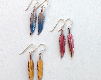 Enamel Feather Earrings