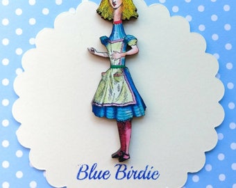 Tall Alice brooch Alice in Wonderland jewelry Alice brooch Alice in wonderland brooch Alice jewellery Alice grows tall badge Alice gifts