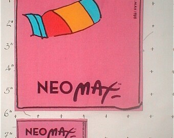 Vintage Peter Max Patch and Label - Vintage 1988 Neo Max Cotton Label - Set of 2