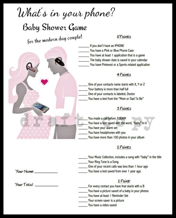 Baby Shower GameWhats in your phone Game for Couples Shower