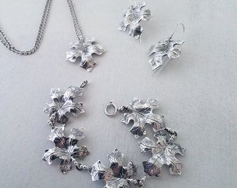 Maple Leaf Jewelry Gift Set, Maple Leaf Set, Silver Jewelry, Sterling Silver Jewelry, Orpheum Necklace, Sterling Silver .925