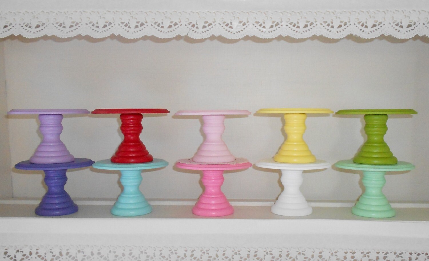 Wood Cupcake Or Mini Cake Stand Pedestal Choose Your Color Wood Cupcake Or Mini Cake Stand Pedestal Choose Your Color