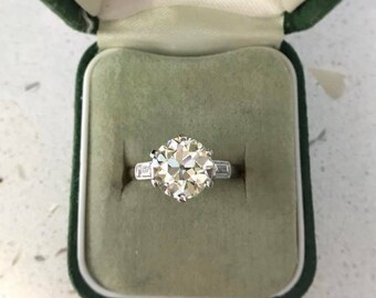 Antique Art Deco Old European Cut Diamond Platinum Engagement Ring