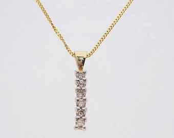 Diamond 18ct Yellow Gold Pendant on 9ct gold 18" chain 6 diamonds 0.15 cts