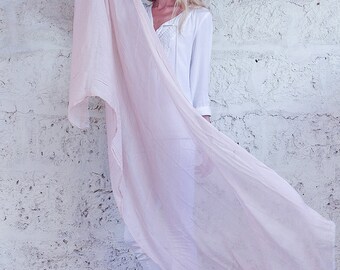 Extra Long Scarf, Light Peach Cotton Scarf, Semi Sheer Wrap Scarf Spring Summer Scarf, Perfect Gift For Women