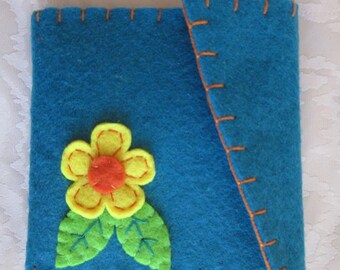 Coin Purse with flower and leaves - Felt coin purse - Felt Wallet - Christmas Gift - Back to school