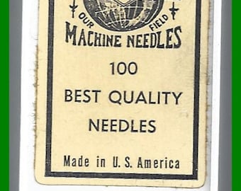 ON SALE Vintage Box 100 Twist Point SEWING Machine Needles Chrome Plated Singer No 23 Cold Swaged