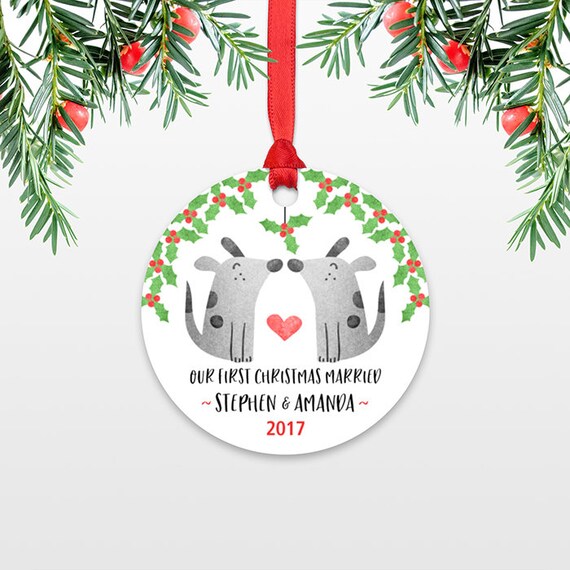 Dog Personalized First Christmas Ornament Couple, Our First Christmas Engaged, 1st First Christmas Married, First Christmas Together