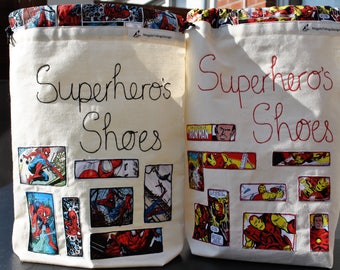 Superhero's Shoe Bag. Featuring Marvels Iron Man. Gift Idea. One Available.