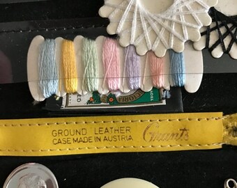 SUMMERSALE Vintage sewing kit in yellow case