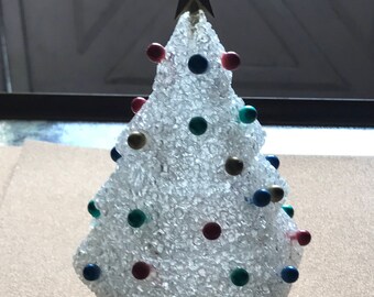 Popcorn melted plastic Christmas tree with star decoration