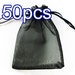 50pcs 12x17cm (4.5x6.5") Solid Black Drawstring Organza Gift Bag Pouch Wedding Xmas New Year Birthday Party