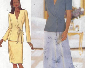 90s David Warren Womens Wrap Top and 2 Skirts Knee or Ankle Length Butterick Sewing Pattern 6000 Size 20 22 24 Bust 42 44 46 UnCut