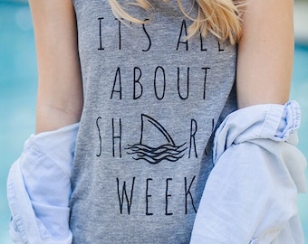 It's All about SHARK WEEK Ladies Heathered Tank Top Shirt screenprint Alternative Apparel
