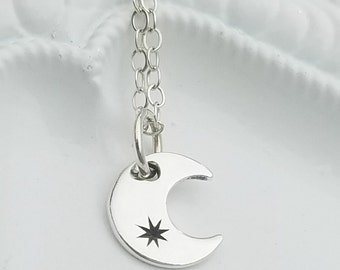 Silver Moon Necklace, Dainty Moon Necklace, Dainty Silver Moon Necklace, Crescent Moon Necklace, Silver Crescent Moon Necklace