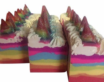 slice of unicorn rainbow soap