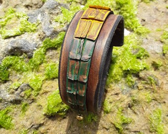 Brown Wrap Cuff, Leather Cuff, Men's Cuff Bracelet, Brown Leather, Rasta Cuff, Men's Bracelet, Men's Leather Bracelet, Wrap Bracelet, Ishaor