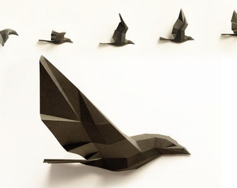 Paperwolf Flight of Birds Papercraft kit, Paper sculpture, 5 Birds PREMIUM