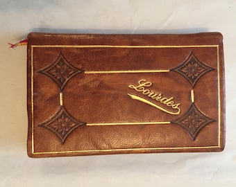 An Antique Limited Edition 'Lourdes' Manual of Catholic Prayers in English, Leather Bound, Made in France