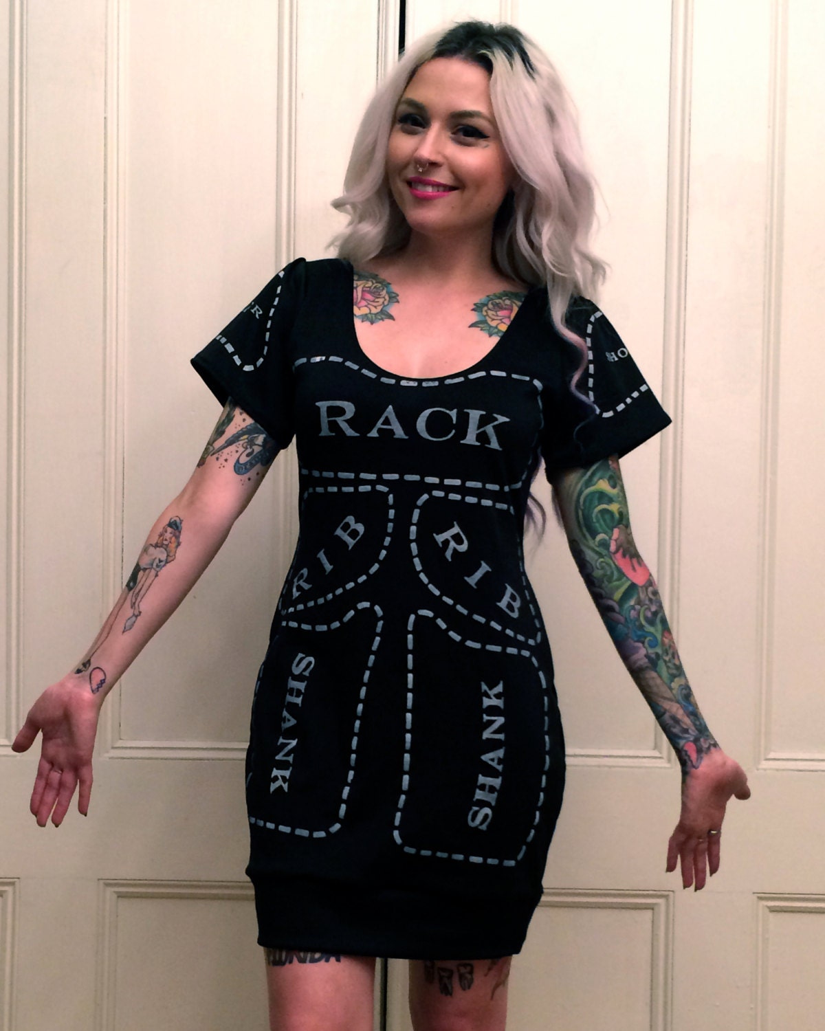Black Cuts of Meat Dress MADE TO ORDER