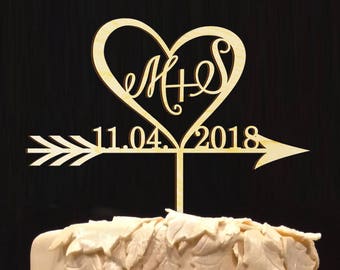 Wedding Cake Topper Groom & Bride Name Initials, Personalized Cake Decor, Great for Anniversary-Bridal Shower-Wedding-Valentine Day; Stylish