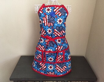 Patriotic Flowers Apron