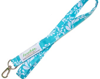 Teacher Lanyard ID Badge Holder Key Holder Teacher Gift Badge Lanyard Fabric Lanyards Neck Lanyard Cute Lanyard Key Fob Aqua