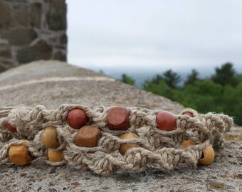 Surfer Phatty Thick Hemp Necklace With Wood Beads Choker