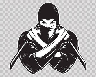 Ninja Ninja wall decal ninja poster gray black white fine