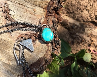 Turquoise necklace, rustic turquoise necklace, rustic jewelry, rustic silver jewelry, made in Canada, canada made, gifts for her