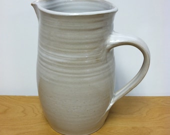 handmade pitcher, white pitcher, pottery pitcher, ceramic pitcher, clay pitcher, water carafe, white