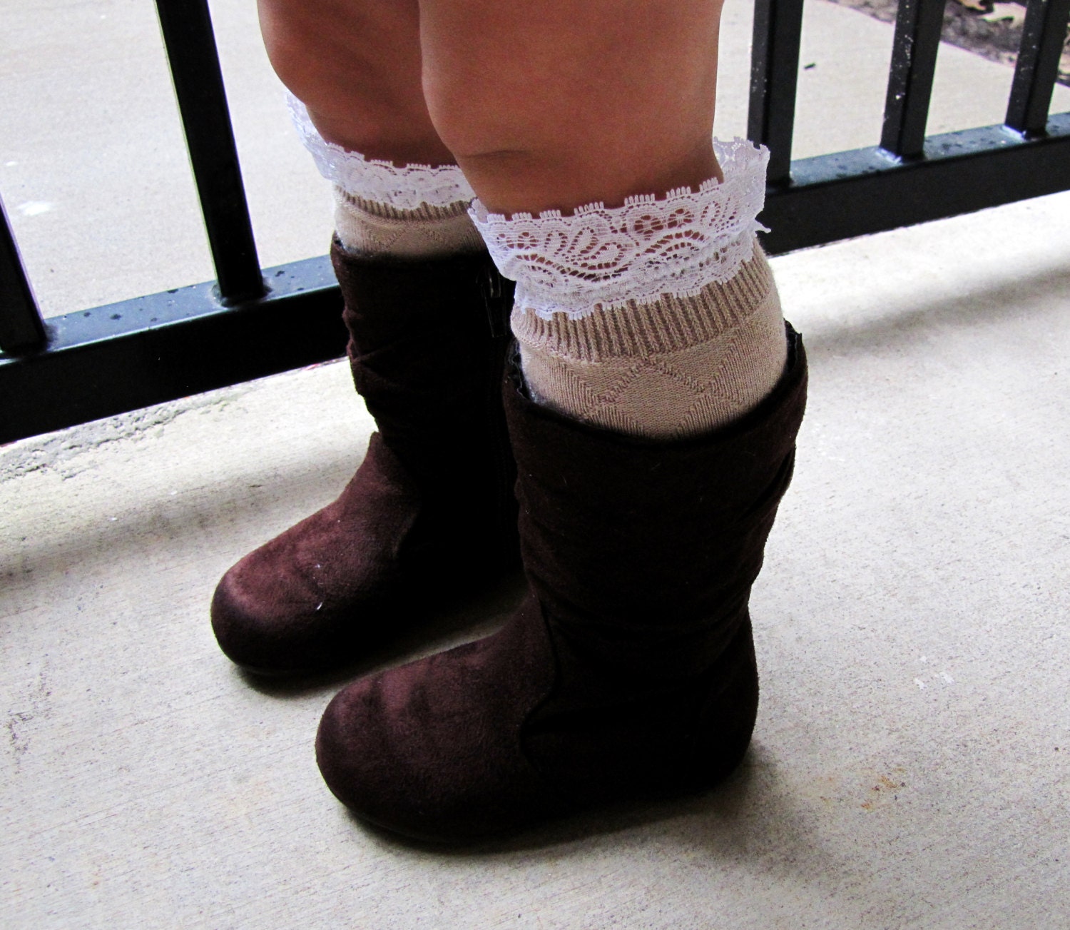 toddler girl lace boot socks leg warmers white dark brown light brown leg warmers