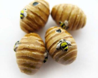 10 Tiny Bee Hive Beads - CB909