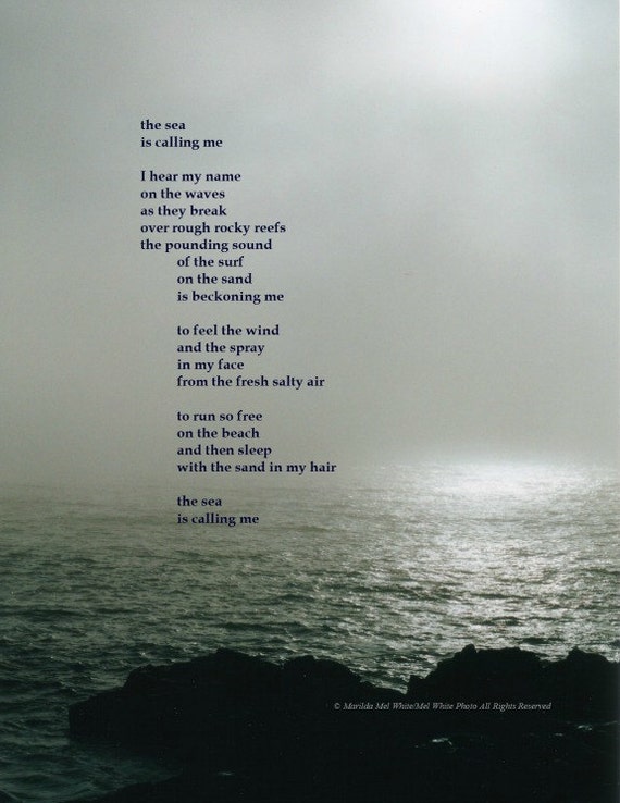 the sea is calling me poetry art photo art wall art