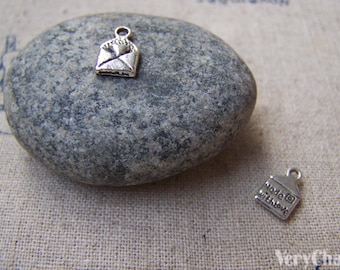 50 pc of Antique Silver Heart Mail Charms 6x10mm A1303