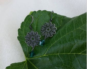 Black and Teal Elegant Earrings