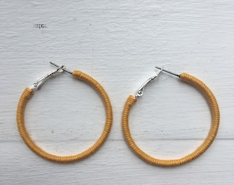 Handmade Hoop Earrings in Mustard Yellow