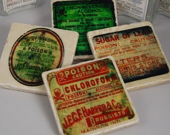 Poison Label stone coasters
