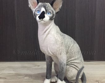 Custom Portrait needle felted wool doll Sphynx cat / For Example / made to order