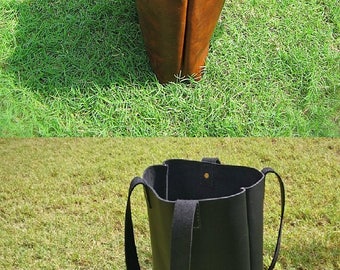 On Sale- Large Distressed Brown/ Black Full Grain Leather Tote Bag, Leather Tote, Brown/Black Leather Tote, Bucket Bag, Vintage Leather Bag