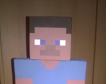 Minecraft inspired Steve from wooden Figure deco