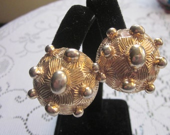 Bergere Vintage Gold Tone Clip Earrings