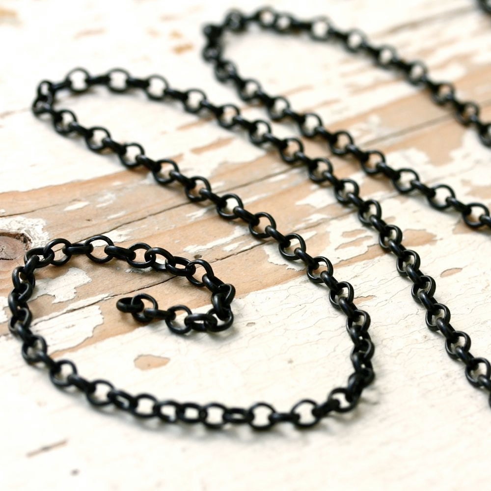 Matte Black Chain 4mm Rolo Chain Black Brass Belcher Chain