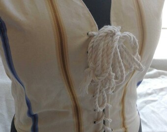 Handmade reenactment corset silk cotton brocade