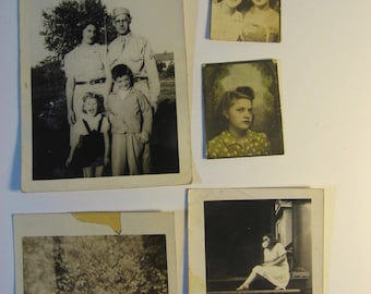 Lot of 5 vintage photographs, 1940s. Girls, Girls, Girls! Instant ancestor lot great for collage, collections, display, crafts.