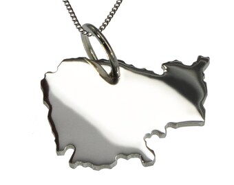 Chain with pendant in the shape of country map CAMBODIA in silver or gold or with diamond