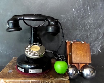 1924 Antique French JAQUESSON Paris Telephone. Vintage Rotary Dial Phone