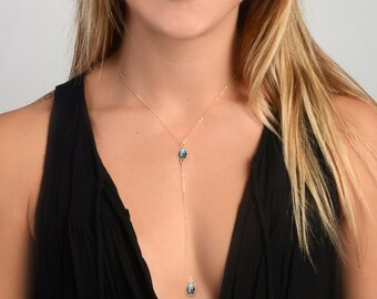 Lariat Necklace, Gemstone Lariat, Y Necklace, Labradorite Necklace, Moonstone Necklace, Y Drop Necklace, Gold Y Necklace, Dainty Lariat